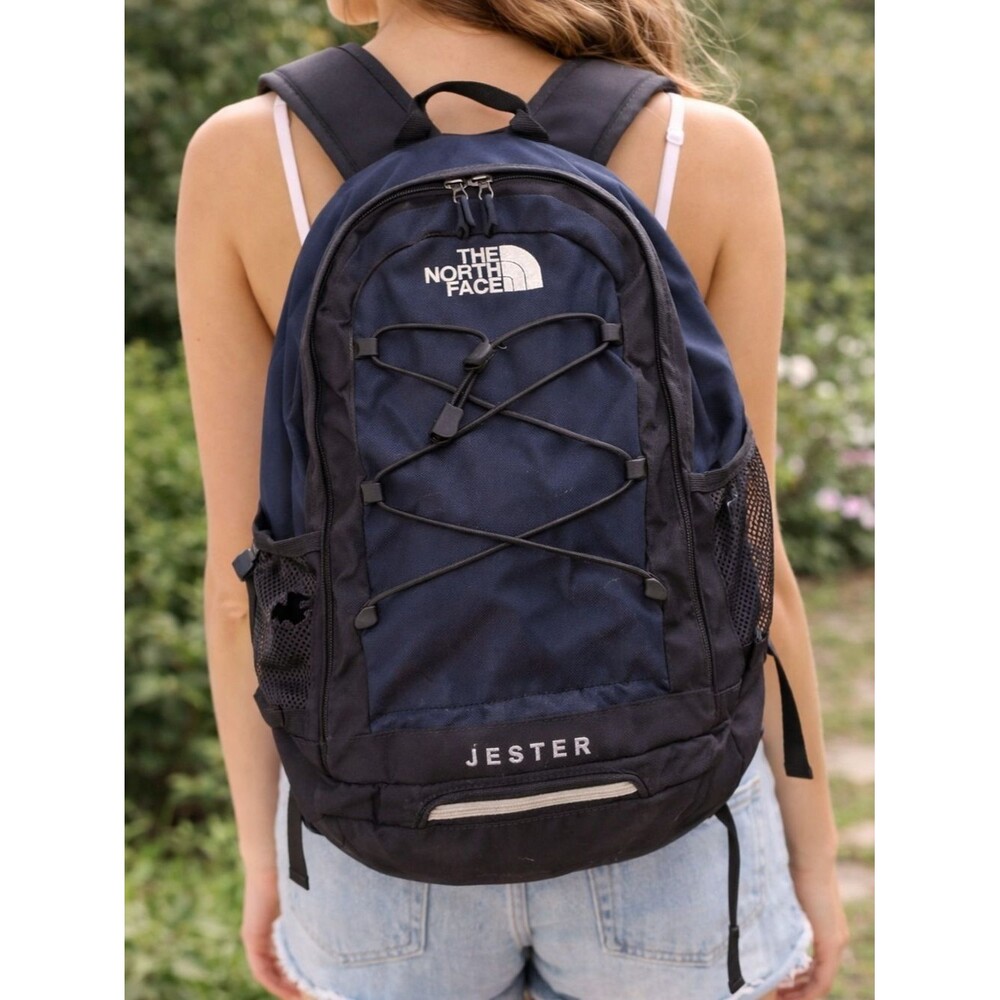 The North Face Navy Black Backpack Jester Bungee Front Laptop School Bag Flaws